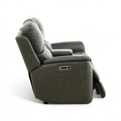 Flexsteel Grayson Leather Power Reclining Console Loveseat