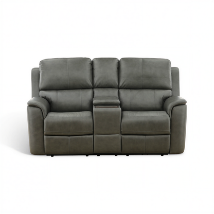 Flexsteel Grayson Leather Power Reclining Console Loveseat