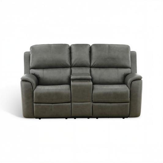 Flexsteel Grayson Leather Power Reclining Console Loveseat
