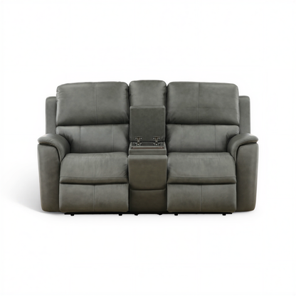 Flexsteel Grayson Leather Power Reclining Console Loveseat