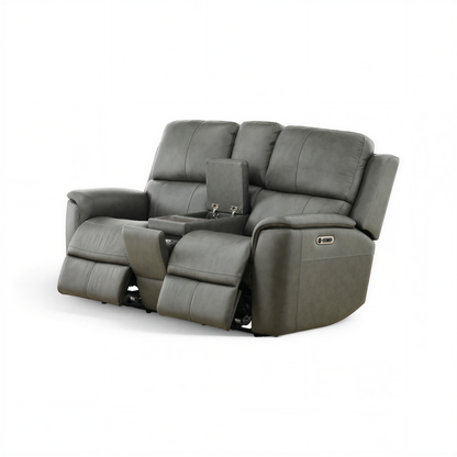 Flexsteel Grayson Leather Power Reclining Console Loveseat