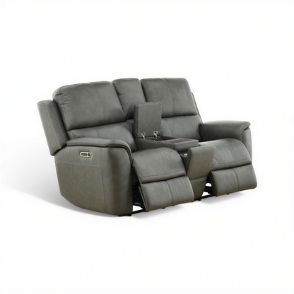 Flexsteel Grayson Leather Power Reclining Console Loveseat