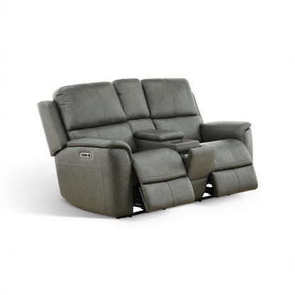 Flexsteel Grayson Leather Power Reclining Console Loveseat