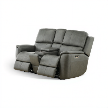 Flexsteel Grayson Leather Power Reclining Console Loveseat