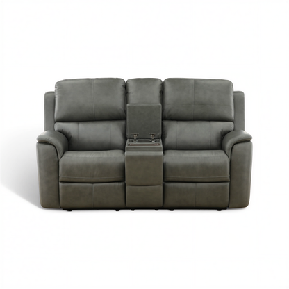 Flexsteel Grayson Leather Power Reclining Console Loveseat