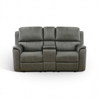 Flexsteel Grayson Leather Power Reclining Console Loveseat