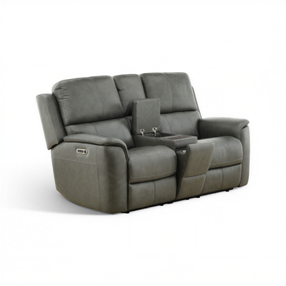 Flexsteel Grayson Leather Power Reclining Console Loveseat