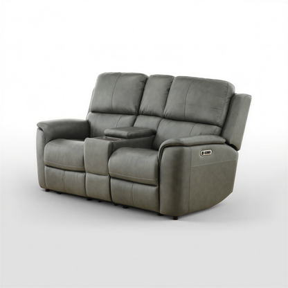 Flexsteel Grayson Leather Power Reclining Console Loveseat