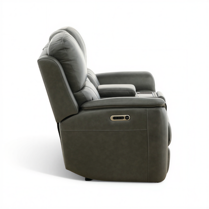 Flexsteel Grayson Leather Power Reclining Console Loveseat