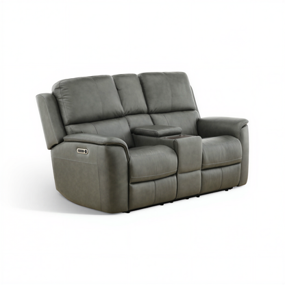 Flexsteel Grayson Leather Power Reclining Console Loveseat