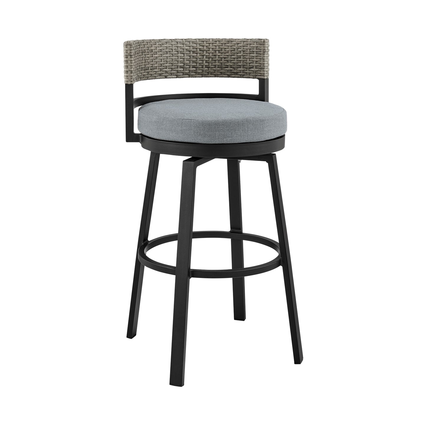 Encinitas Outdoor Patio Counter Height Swivel Bar Stool in Aluminum an