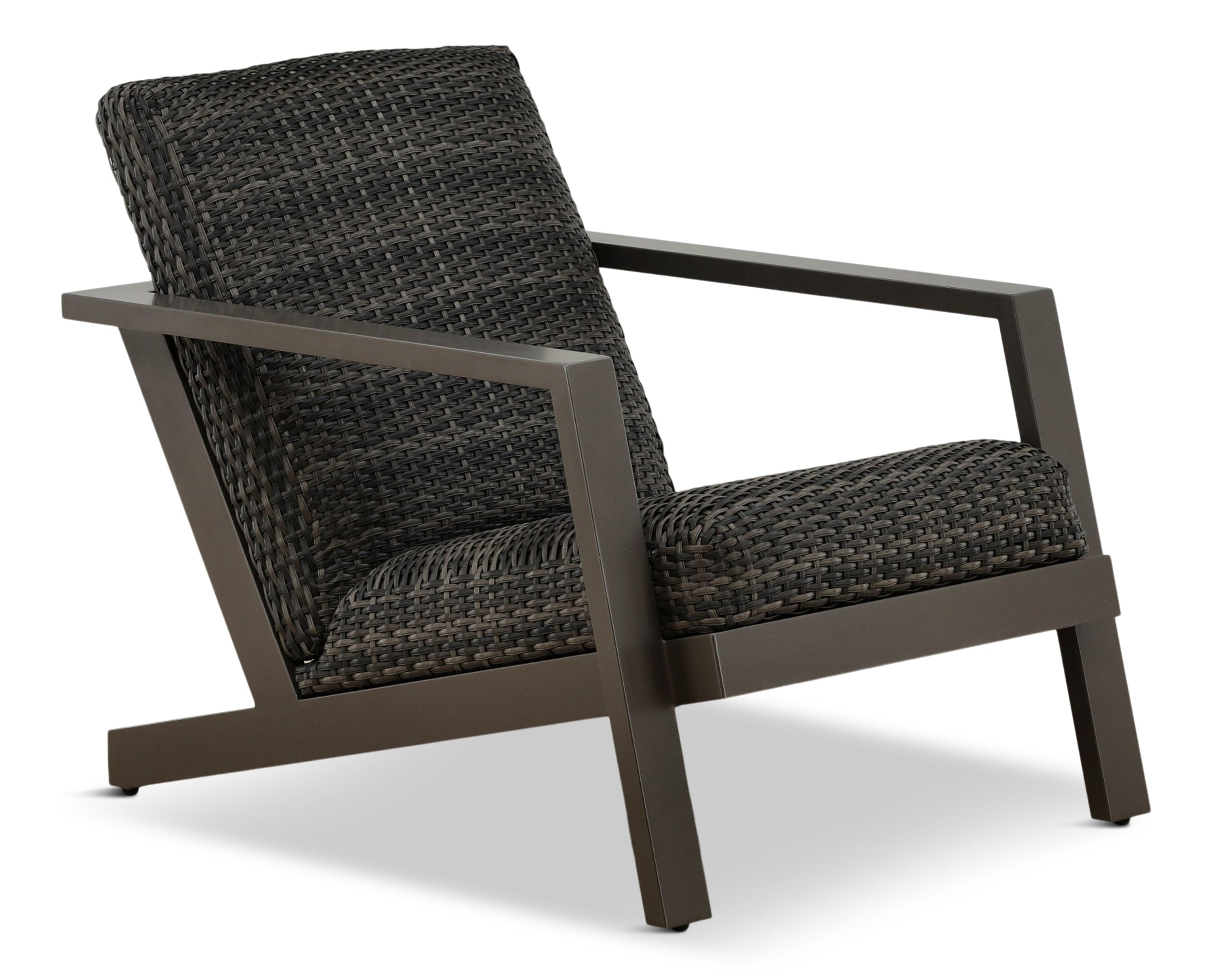 Dark brown wicker chair on a white background