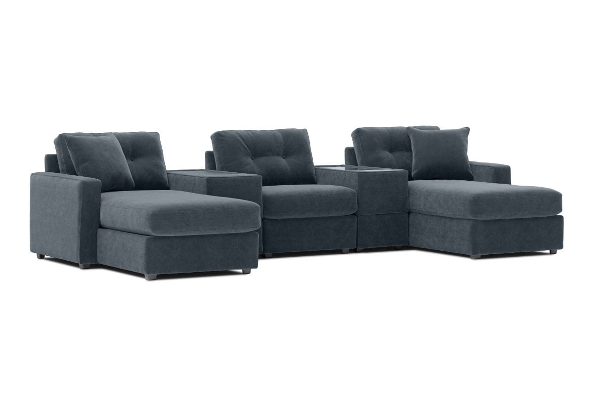 Modular One 5-Piece Theater Sectional with E-Console - Navy