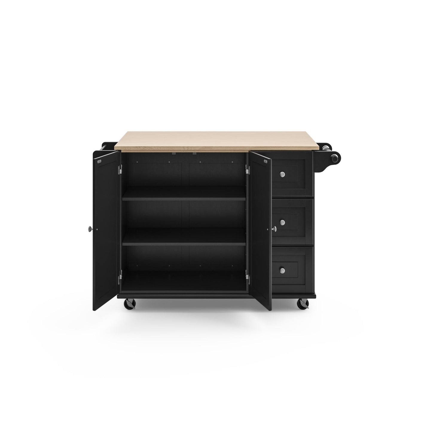 Dolly Madison 3 Drawer Kitchen Cart Brown Black