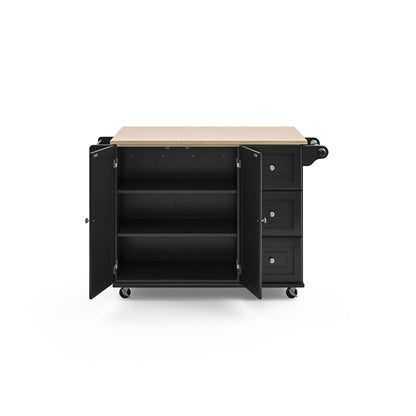 Dolly Madison 3 Drawer Kitchen Cart Brown Black