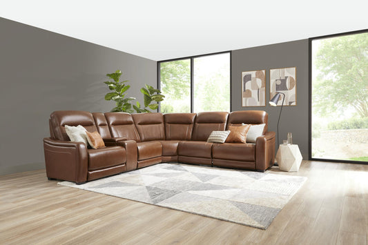 Newport 6-Piece Leather Power Reclining Sectional