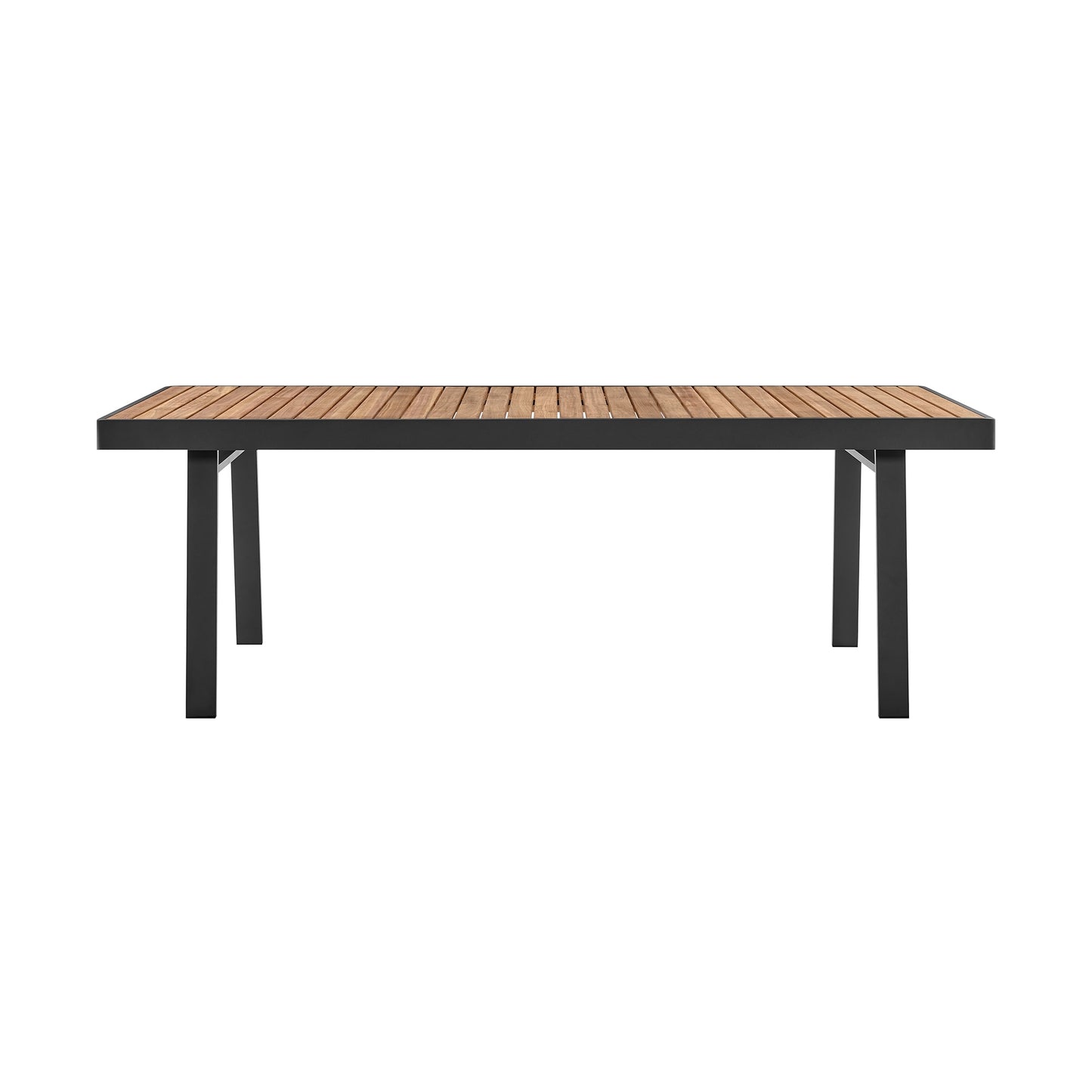 Nofi Outdoor Patio Dining Table in Charcoal Finish with Teak Wood Top