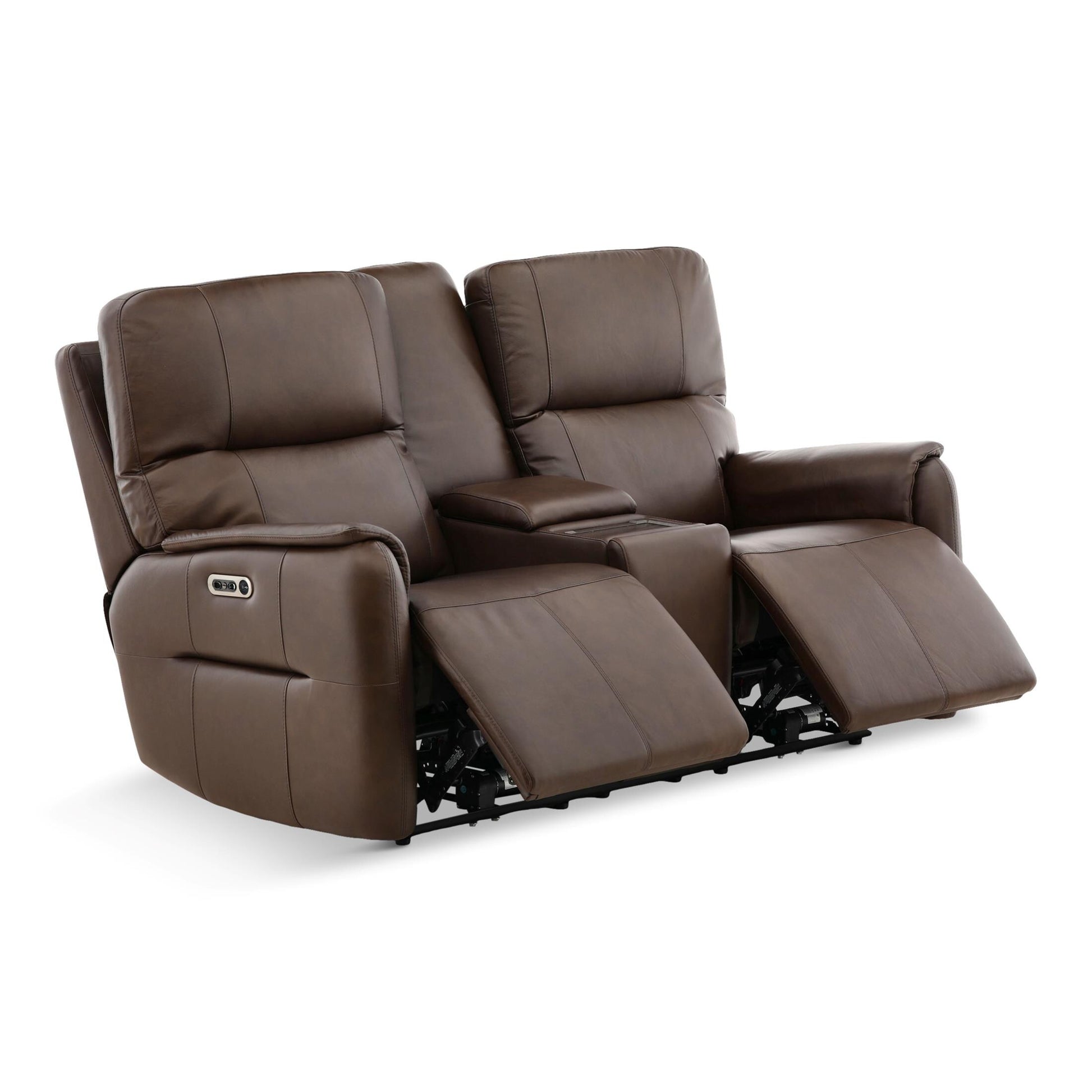 Walker Leather Power Reclining Console Loveseat