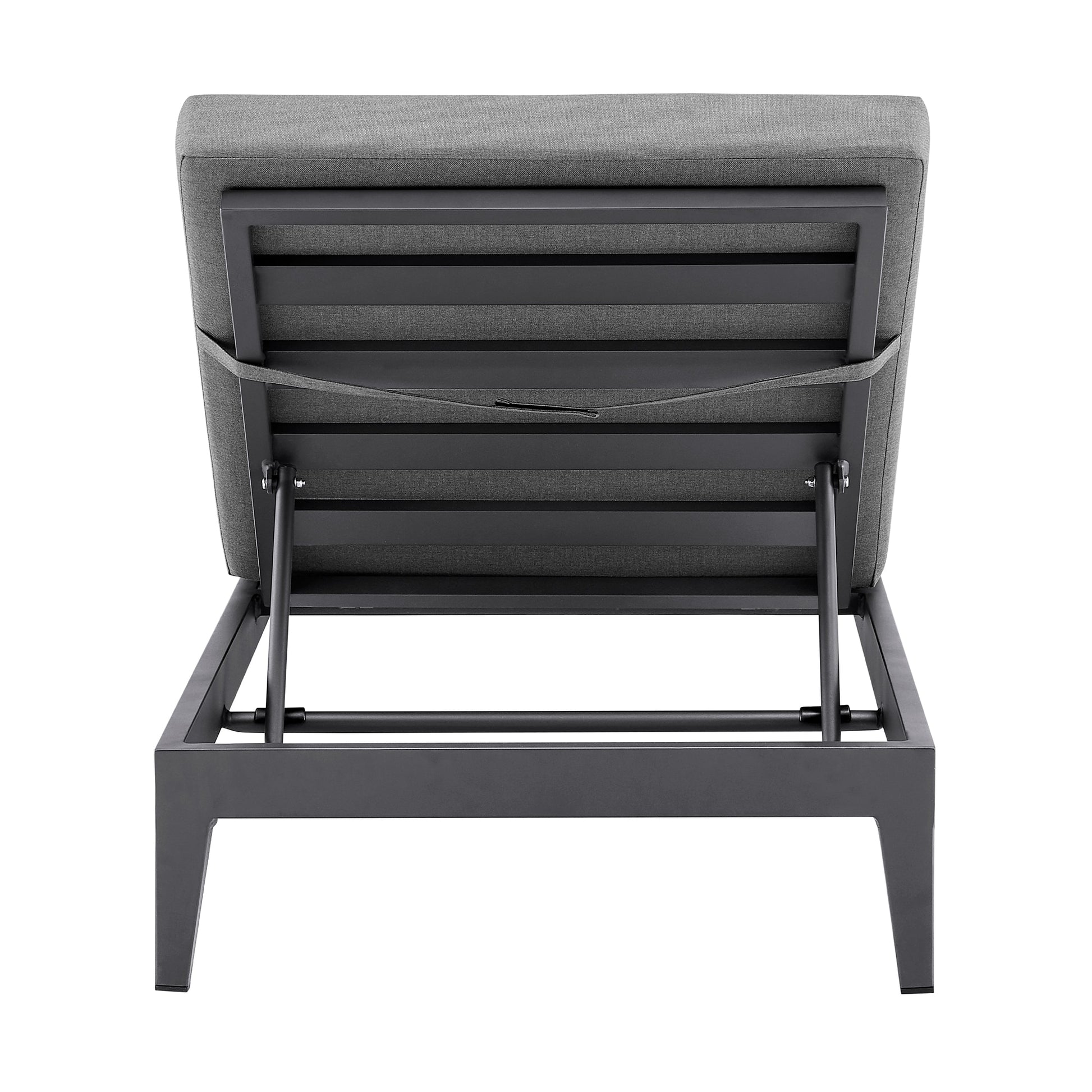 Argiope Outdoor Patio Adjustable Chaise Lounge Chair in Aluminum with Gray Cushions