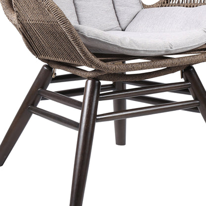 King Indoor Outdoor Lounge Chair in Dark Eucalyptus Wood with Truffle 