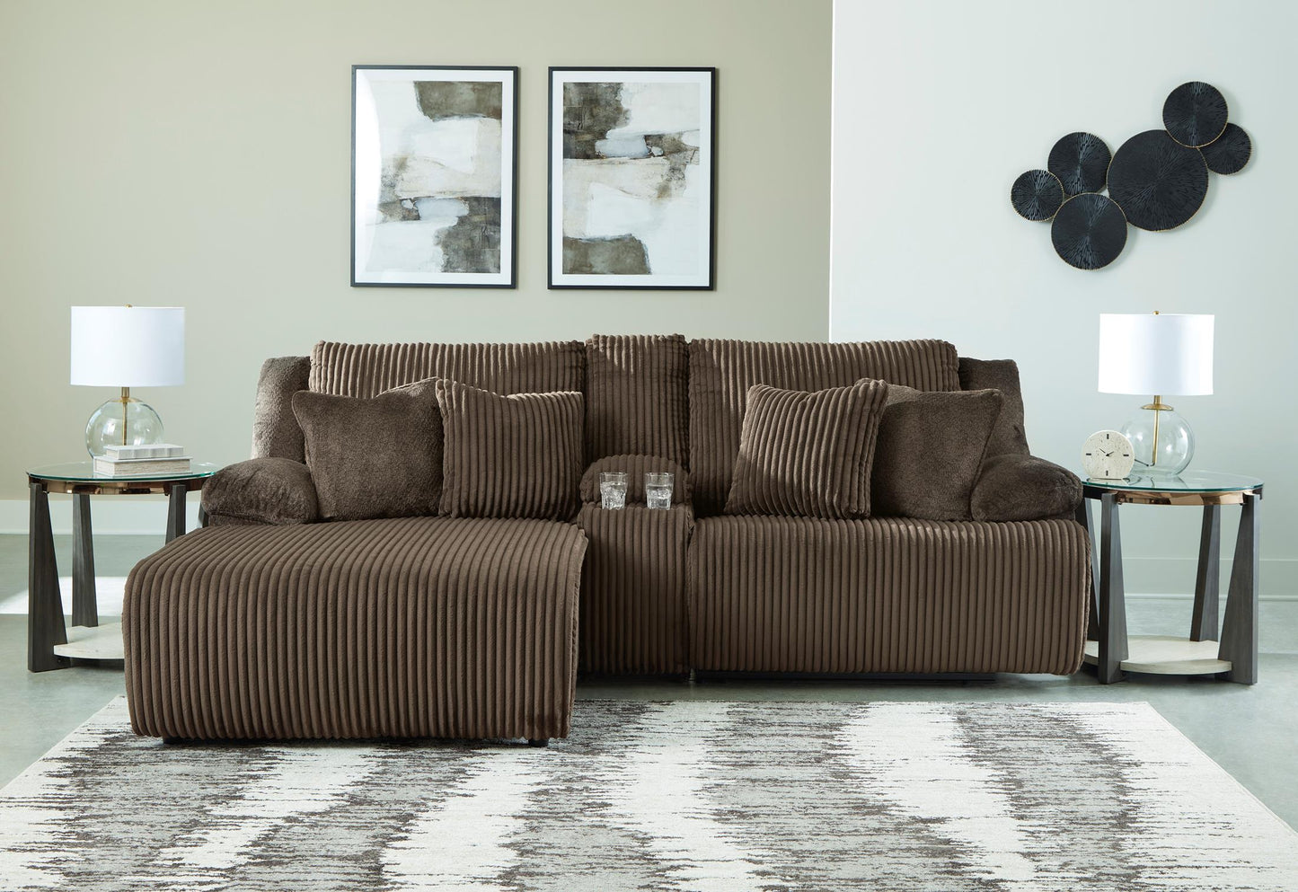 Top Tier Left Facing 3-Piece Reclining Sectional Sofa with Chaise