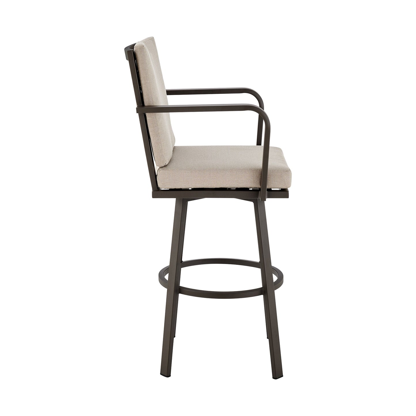 Don 26" Outdoor Patio Swivel Counter Stool in Brown Aluminum with Cushions