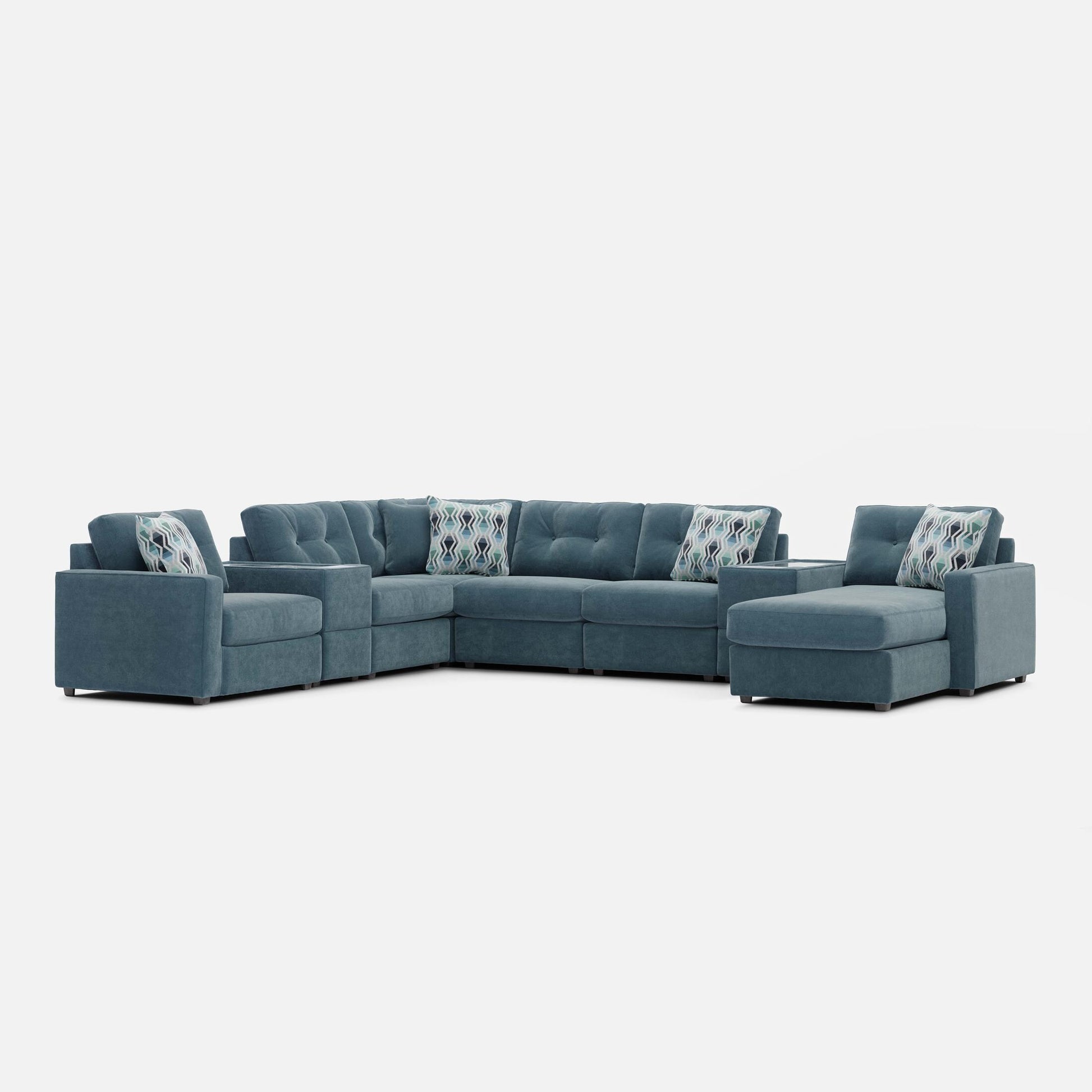 Modular One Right Facing 8-Piece Sectional with E-Console - Teal