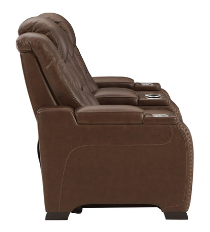 Man-Den Power Reclining Loveseat with Console