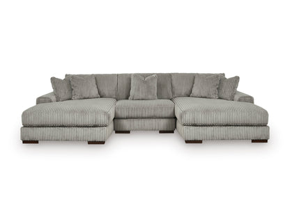 Lindyn 3-Piece Sectional with Double Chaise Fog