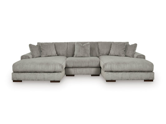 Lindyn 3-Piece Sectional with Double Chaise Fog