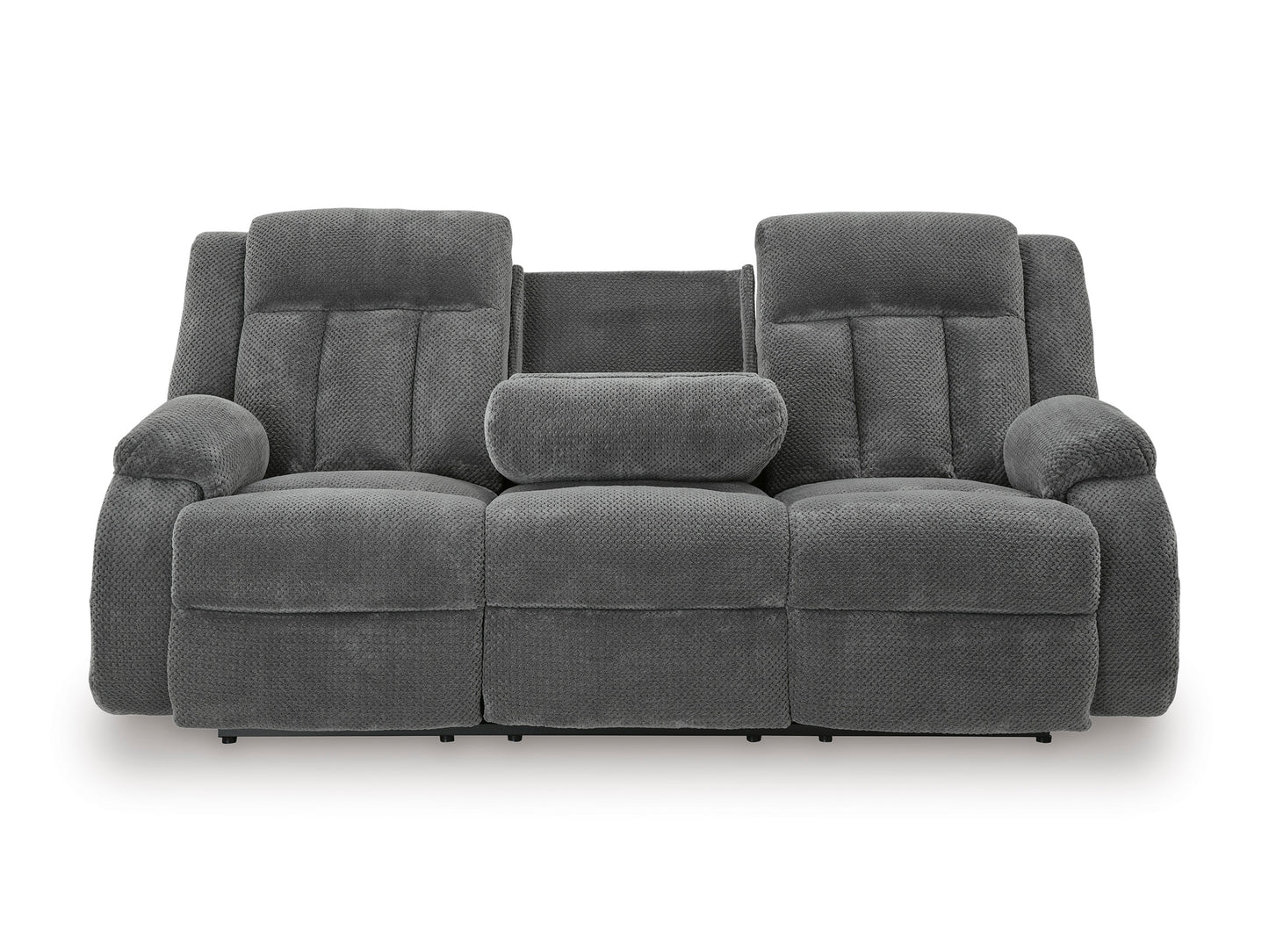 Greely Bend Power Reclining Sofa with Drop Down Table Steel