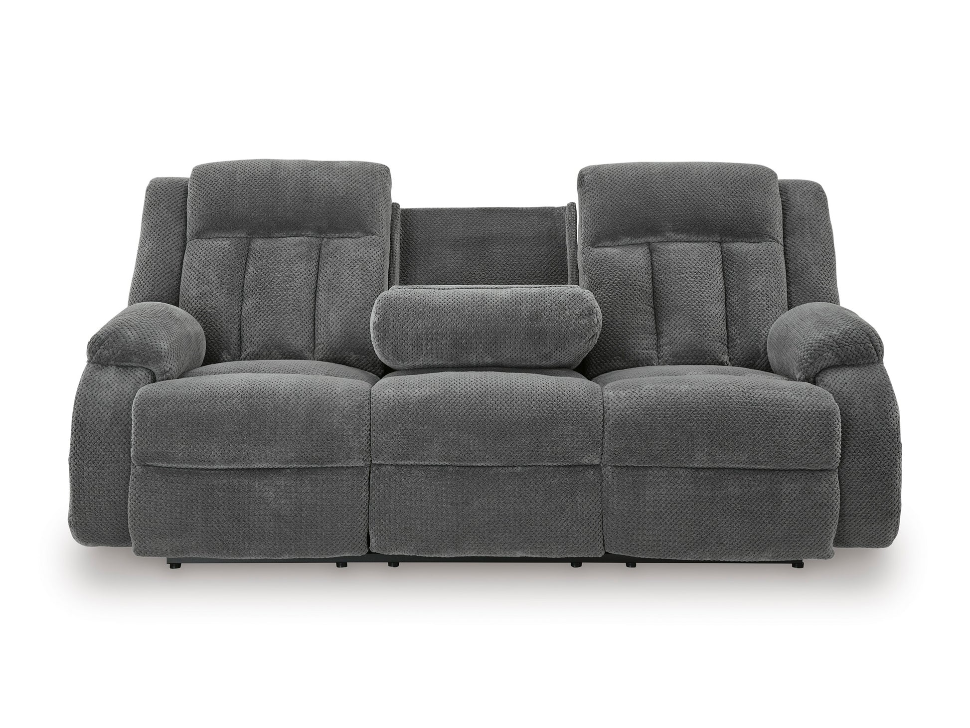 Greely Bend Power Reclining Sofa with Drop Down Table Steel
