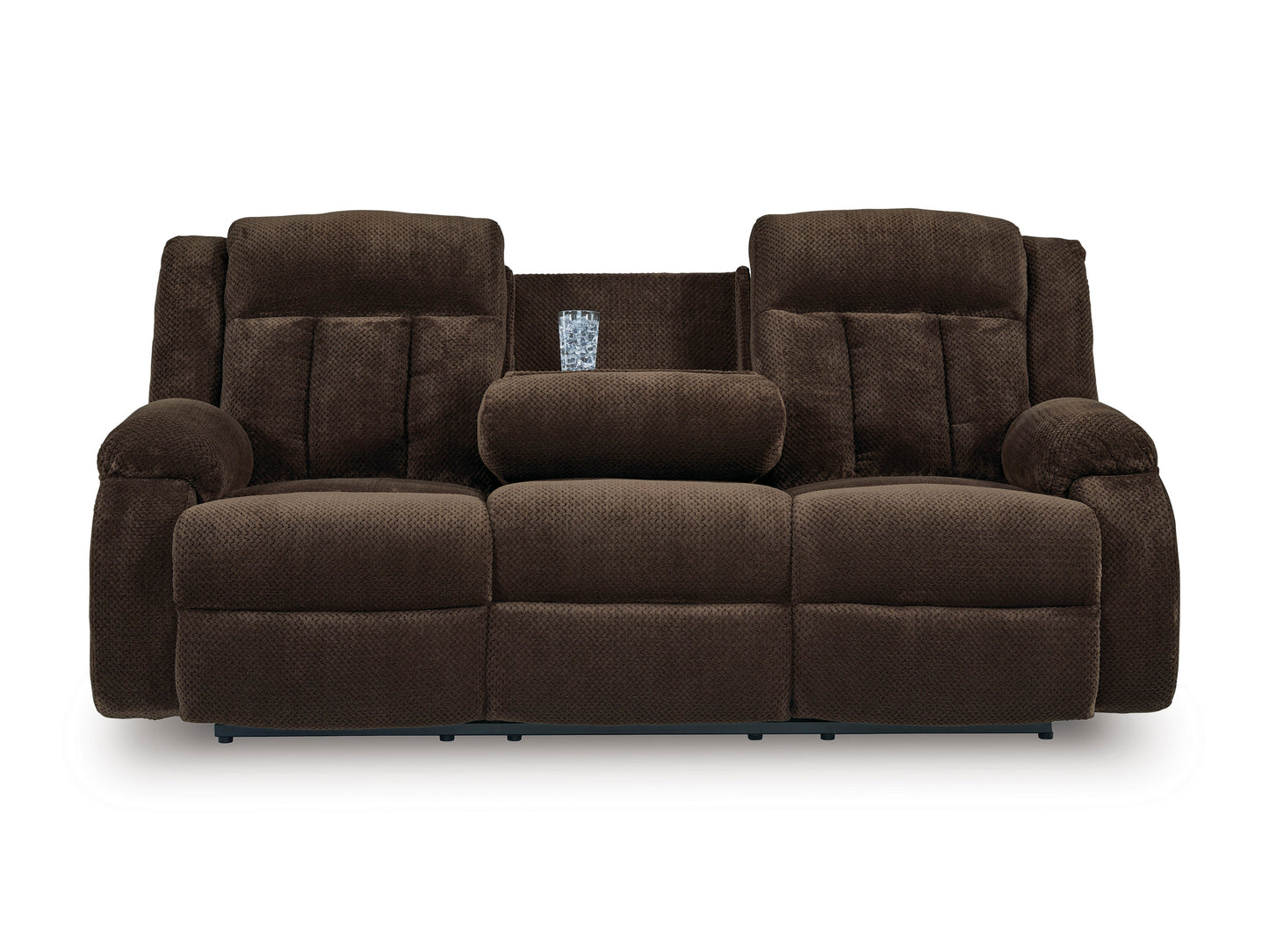 Greely Bend Power Reclining Sofa with Drop Down Table Chocolate