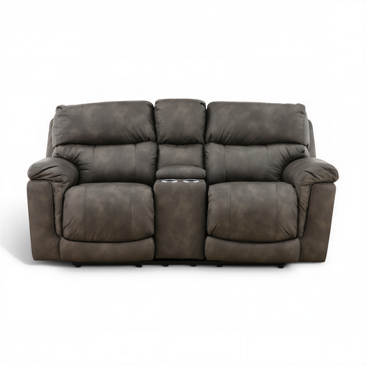 Gale Triple Power Reclining Console Loveseat Pewter