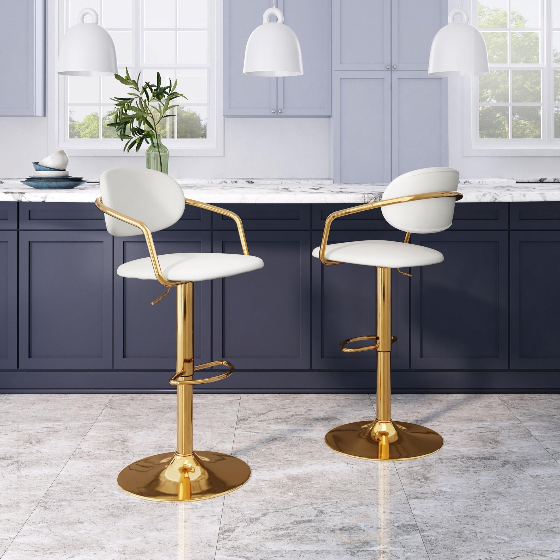 Gusto Barstool White & Gold