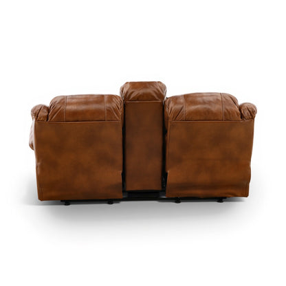 Falynn Leather Rocker Recliner Console Loveseat