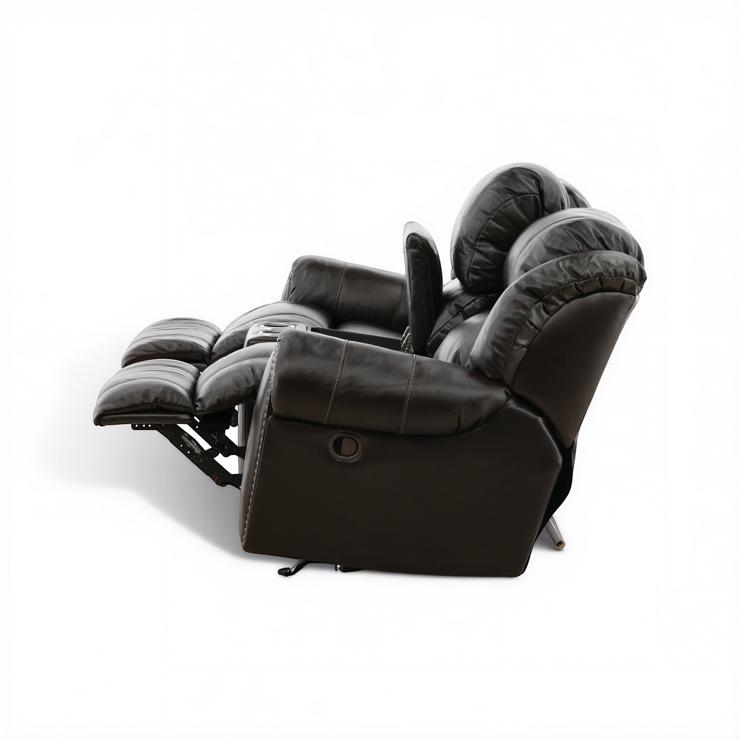 Falynn Manual Leather Rocker Recliner Console Loveseat