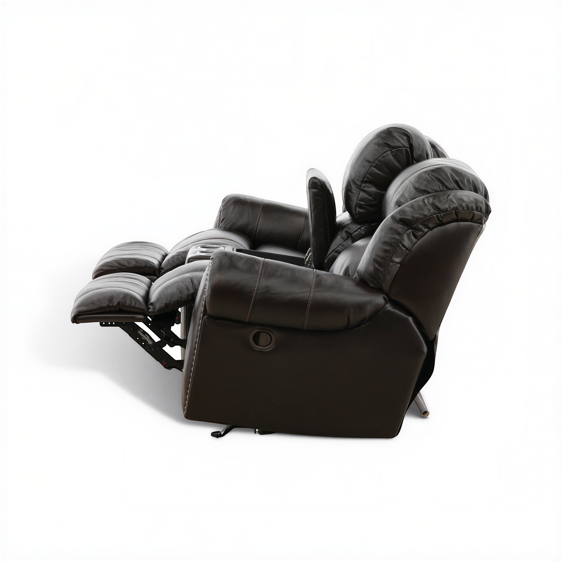 Falynn Manual Leather Rocker Recliner Console Loveseat