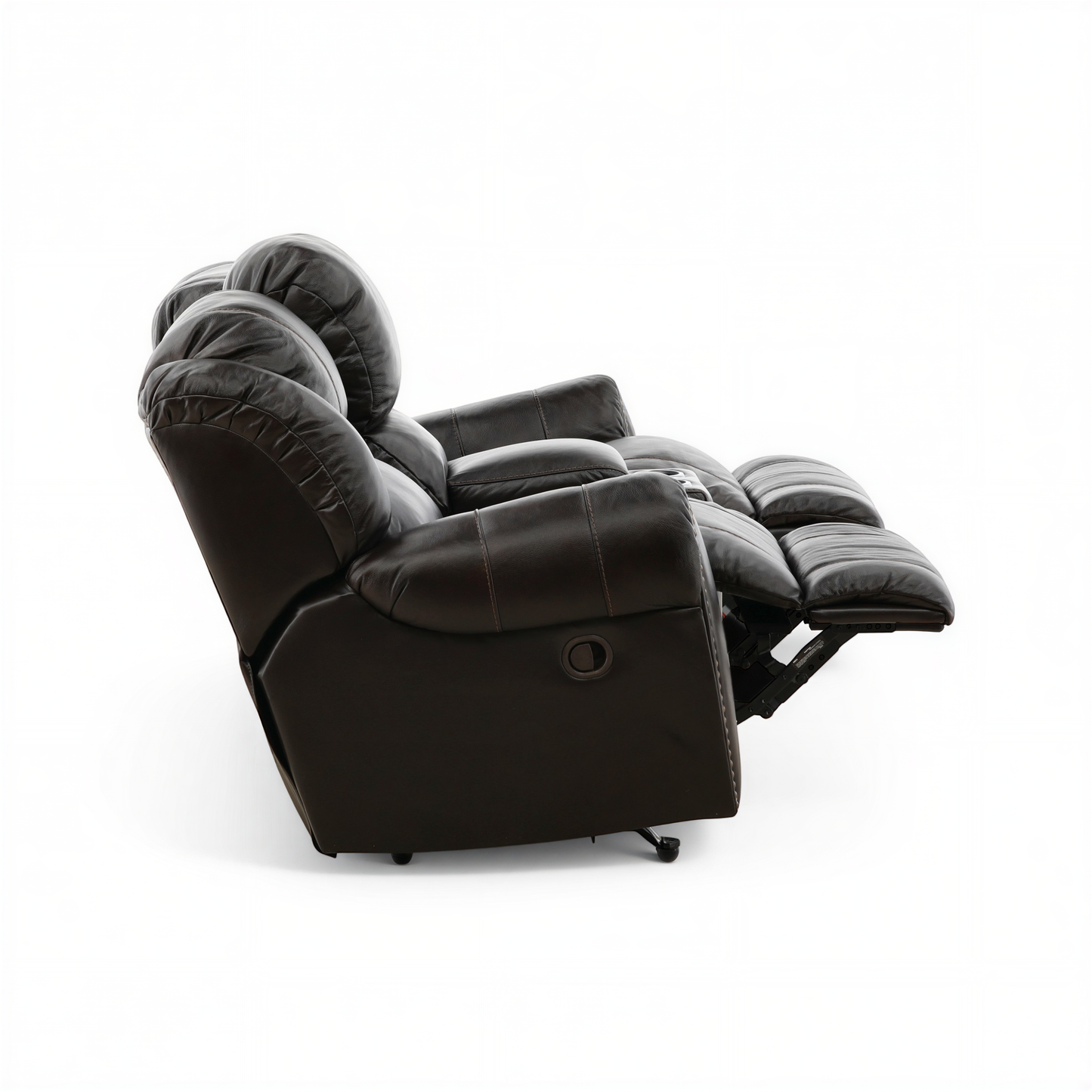 Falynn Manual Leather Rocker Recliner Console Loveseat