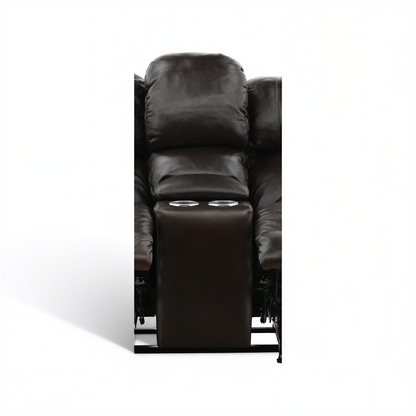 Falynn Manual Leather Rocker Recliner Console Loveseat