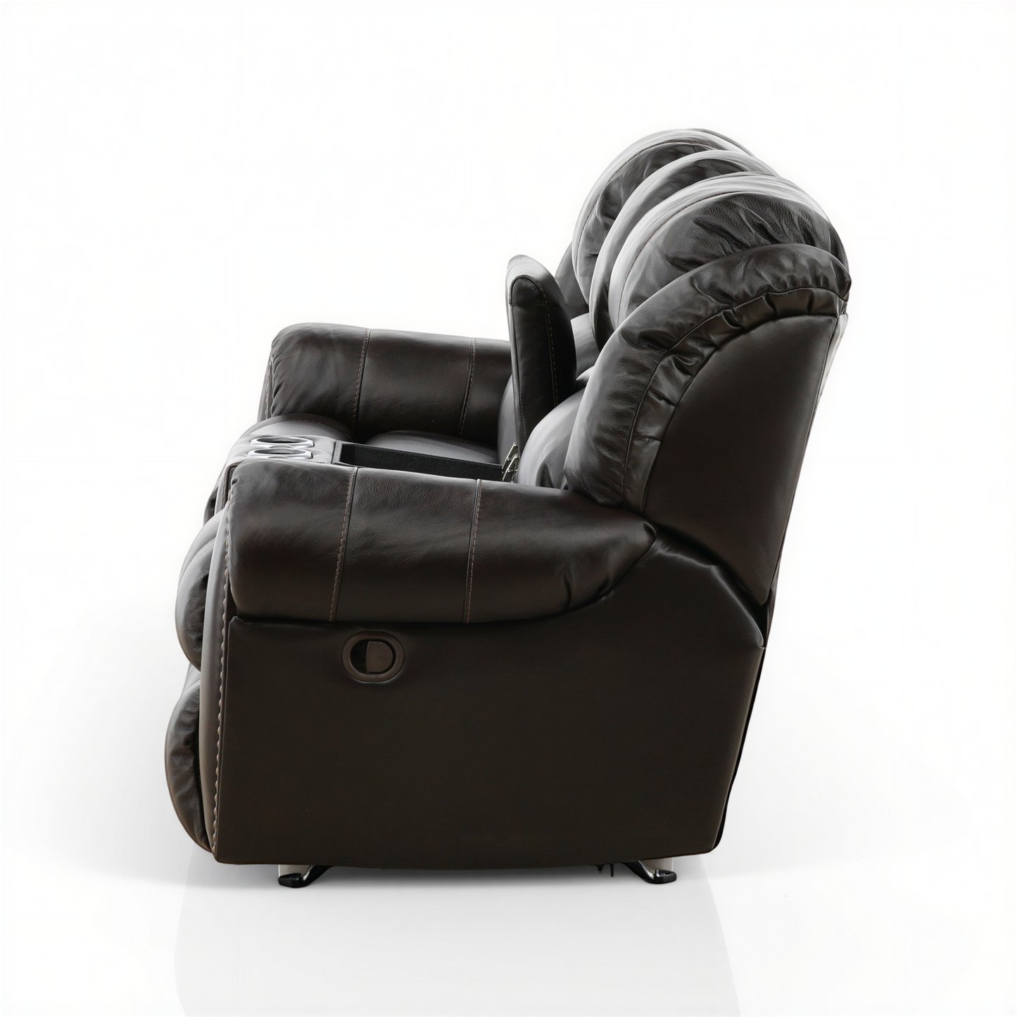 Falynn Manual Leather Rocker Recliner Console Loveseat