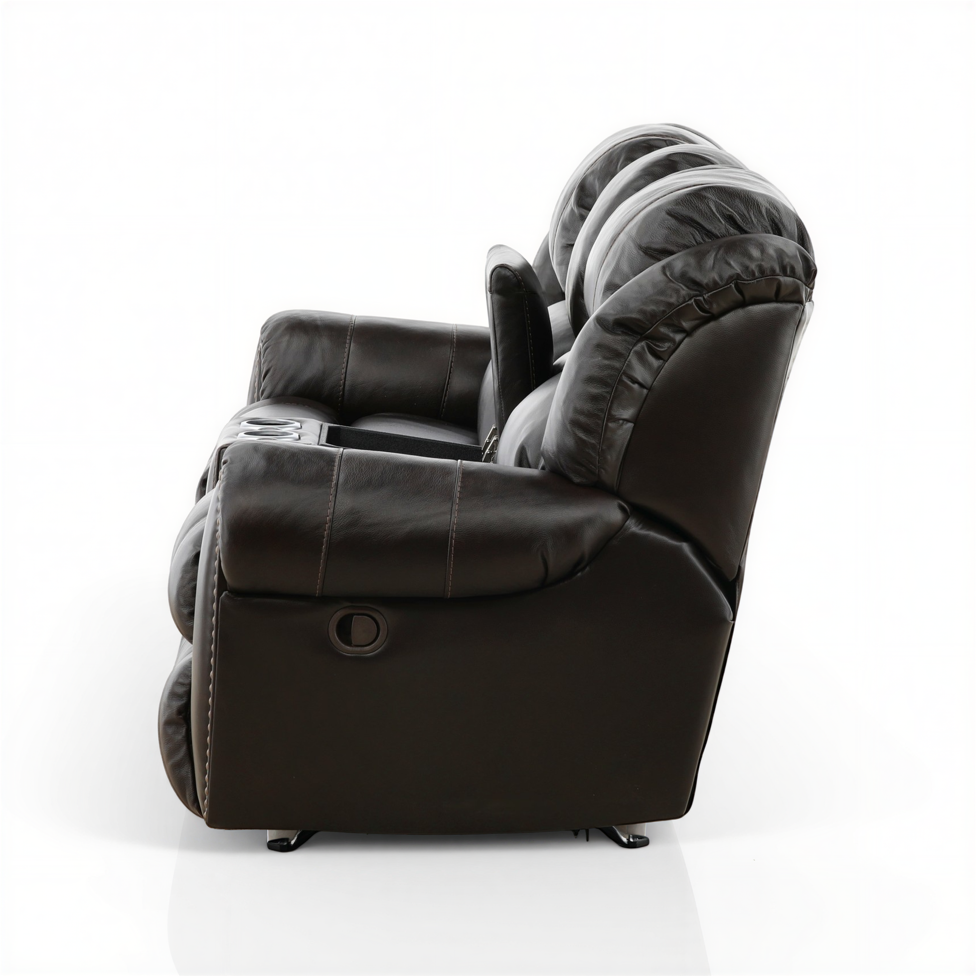 Falynn Manual Leather Rocker Recliner Console Loveseat