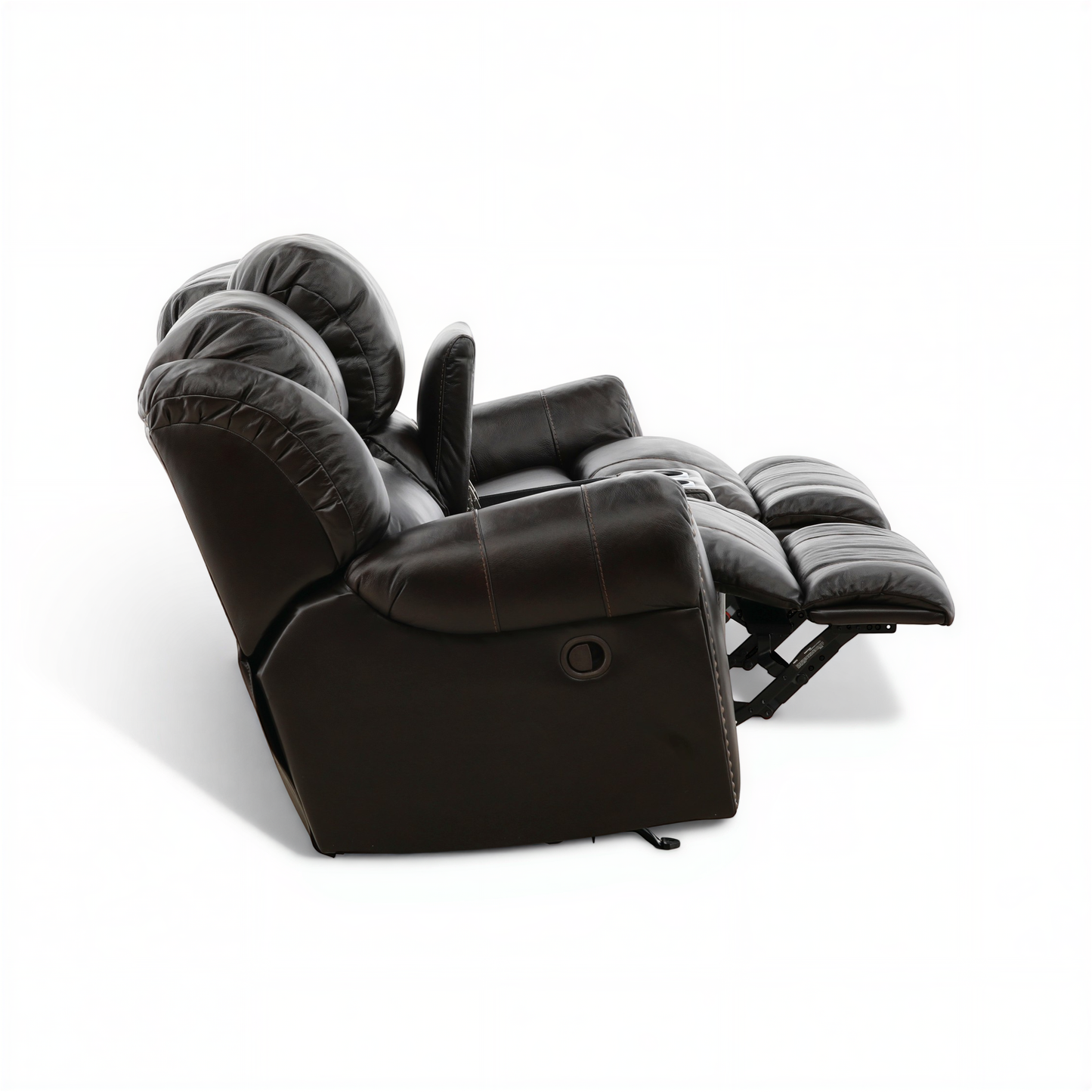 Falynn Manual Leather Rocker Recliner Console Loveseat