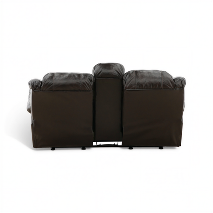Falynn Manual Leather Rocker Recliner Console Loveseat
