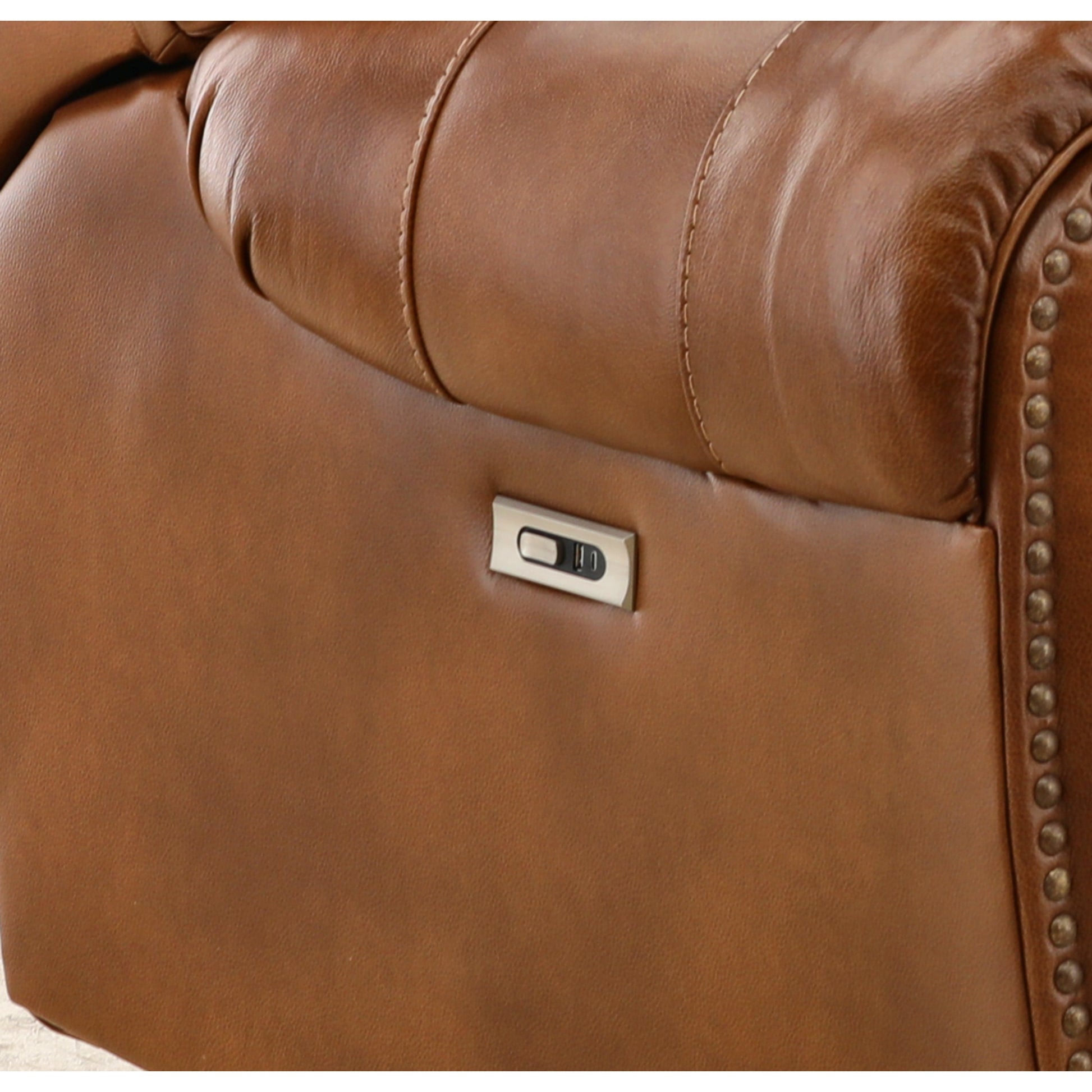 Falynn Leather Power Reclining Console Loveseat