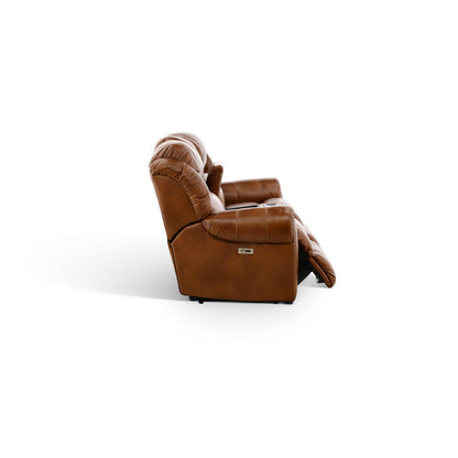 Falynn Leather Power Reclining Console Loveseat