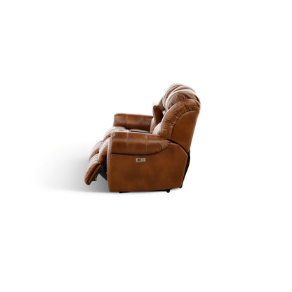 Falynn Leather Power Reclining Console Loveseat