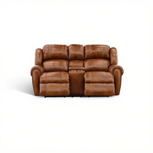 Falynn Leather Power Reclining Console Loveseat - alternate view