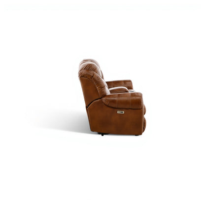 Falynn Leather Power Reclining Console Loveseat