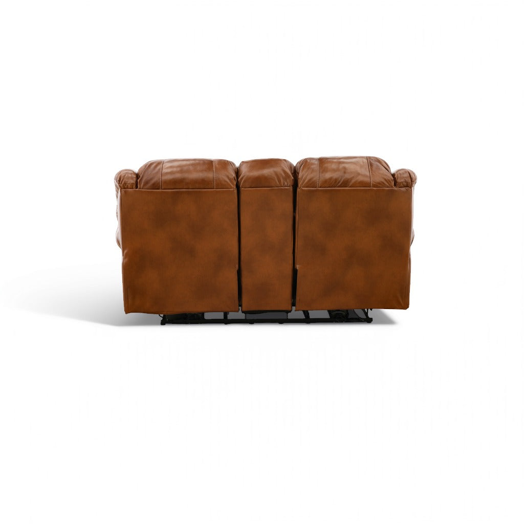 Falynn Leather Power Reclining Console Loveseat